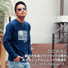 画像をギャラリービューアに読み込む, DOWBL/ダブル/インディゴフラッグロゴトレーナー【全1色】