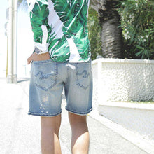 画像をギャラリービューアに読み込む, DOWBL/ダブル/Botanical SplashDenim Shorts【全1色】