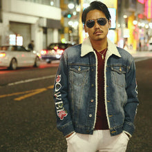 画像をギャラリービューアに読み込む, DOWBL/ ダブル/ Flower Sleeve Denim BoaJacket  【全2色】