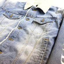 画像をギャラリービューアに読み込む, DOWBL/ ダブル/ Flower Sleeve Denim BoaJacket  【全2色】