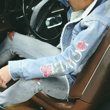 画像をギャラリービューアに読み込む, DOWBL/ ダブル/ Flower Sleeve Denim BoaJacket  【全2色】