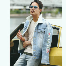 画像をギャラリービューアに読み込む, DOWBL/ ダブル/ Flower Sleeve Denim BoaJacket  【全2色】