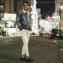 画像をギャラリービューアに読み込む, DOWBL/ ダブル/ Flower Sleeve Denim BoaJacket  【全2色】