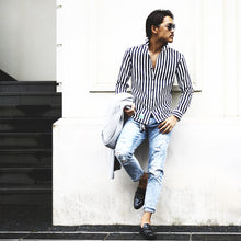 画像をギャラリービューアに読み込む, DOWBL/ ダブル/ Leaf Icon Striped Dress Shirts  【全2色】