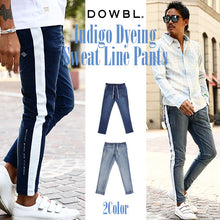 画像をギャラリービューアに読み込む, DOWBL/ ダブル/ Indigo Dyeing Sweat Line Pants  【全2色】