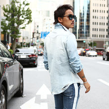 画像をギャラリービューアに読み込む, DOWBL/ ダブル/ Damaged Logo Stitch Denim Shirt  【全1色】