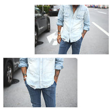 画像をギャラリービューアに読み込む, DOWBL/ ダブル/ Damaged Logo Stitch Denim Shirt  【全1色】