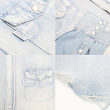 画像をギャラリービューアに読み込む, DOWBL/ ダブル/ Damaged Logo Stitch Denim Shirt  【全1色】