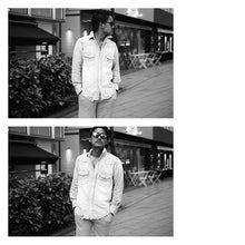 画像をギャラリービューアに読み込む, DOWBL/ ダブル/ Damaged Logo Stitch Denim Shirt  【全1色】