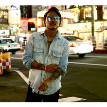 画像をギャラリービューアに読み込む, DOWBL/ ダブル/ Damaged Logo Stitch Denim Shirt  【全1色】