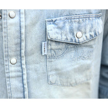 画像をギャラリービューアに読み込む, DOWBL/ ダブル/ Damaged Logo Stitch Denim Shirt  【全1色】