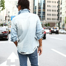 画像をギャラリービューアに読み込む, DOWBL/ ダブル/ Damaged Logo Stitch Denim Shirt  【全1色】