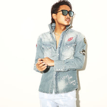 画像をギャラリービューアに読み込む, DOWBL/ ダブル/ Various patch Denim Shirt  【全1色】