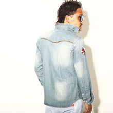 画像をギャラリービューアに読み込む, DOWBL/ ダブル/ Various patch Denim Shirt  【全1色】
