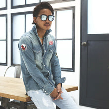 画像をギャラリービューアに読み込む, DOWBL/ ダブル/ Various patch Denim Shirt  【全1色】