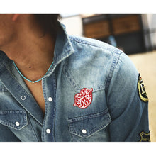 画像をギャラリービューアに読み込む, DOWBL/ ダブル/ Various patch Denim Shirt  【全1色】