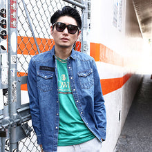 画像をギャラリービューアに読み込む, DOWBL/ ダブル/ Standard Box Logo Denim Shirt  【全2色】