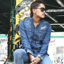画像をギャラリービューアに読み込む, DOWBL/ ダブル/ Graffiti Logo Washed Denim Shirt  【全1色】