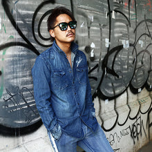 画像をギャラリービューアに読み込む, DOWBL/ ダブル/ Graffiti Logo Washed Denim Shirt  【全1色】