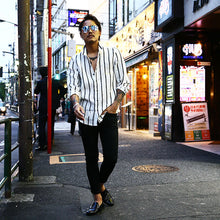 画像をギャラリービューアに読み込む, DOWBL/ ダブル/ Stripe Gold Icon Hemp Shirt  【全2色】