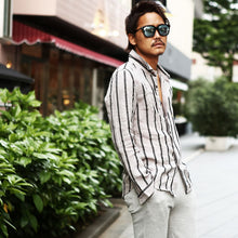 画像をギャラリービューアに読み込む, DOWBL/ ダブル/ Stripe Gold Icon Hemp Shirt  【全2色】