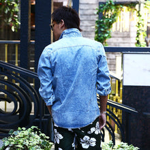画像をギャラリービューアに読み込む, DOWBL/ ダブル/ Ice Wash Splash Denim Shirt  【全1色】