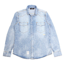 画像をギャラリービューアに読み込む, DOWBL/ ダブル/ Ice Wash Splash Denim Shirt  【全1色】