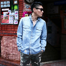 画像をギャラリービューアに読み込む, DOWBL/ ダブル/ Ice Wash Splash Denim Shirt  【全1色】