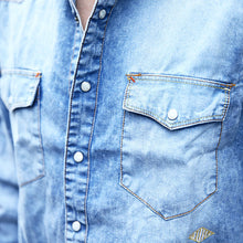 画像をギャラリービューアに読み込む, DOWBL/ ダブル/ Ice Wash Splash Denim Shirt  【全1色】