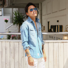 画像をギャラリービューアに読み込む, DOWBL/ ダブル/ Old Line Logo Denim Shirt  【全1色】
