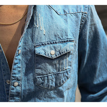画像をギャラリービューアに読み込む, DOWBL/ ダブル/ Old Line Logo Denim Shirt  【全1色】