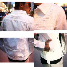 画像をギャラリービューアに読み込む, DOWBL/ ダブル/ White Grunge Denim Jacket  【全1色】
