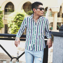 画像をギャラリービューアに読み込む, DOWBL/ ダブル/ Tricolor Stripe Shirts  【全2色】
