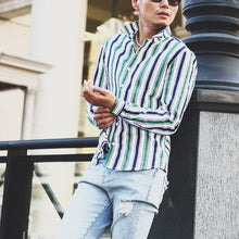 画像をギャラリービューアに読み込む, DOWBL/ ダブル/ Tricolor Stripe Shirts  【全1色】