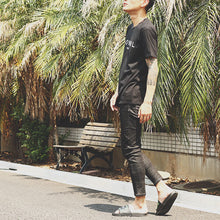 画像をギャラリービューアに読み込む, DOWBL/ ダブル/ Cursive Super Skinny Rigid Black Denim  【全1色】