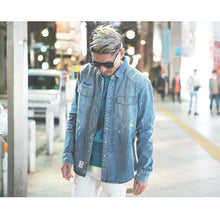 画像をギャラリービューアに読み込む, DOWBL/ ダブル/ Botanical Logo Splash Denim Shirt  【全1色】