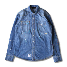 画像をギャラリービューアに読み込む, DOWBL/ ダブル/ Botanical Logo Splash Denim Shirt  【全1色】