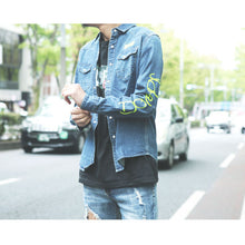 画像をギャラリービューアに読み込む, DOWBL/ ダブル/ Dual Texture Neon Logo Denim Shirt  【全2色】