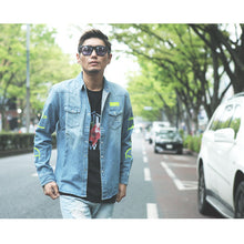 画像をギャラリービューアに読み込む, DOWBL/ ダブル/ Dual Texture Neon Logo Denim Shirt  【全2色】