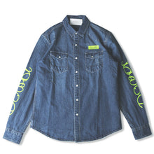 画像をギャラリービューアに読み込む, DOWBL/ ダブル/ Dual Texture Neon Logo Denim Shirt  【全2色】