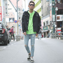 画像をギャラリービューアに読み込む, DOWBL/ ダブル/ Blue Kiss Logo Damage Skinny Denim  【全1色】