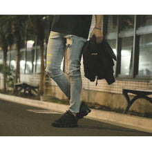 画像をギャラリービューアに読み込む, DOWBL/ ダブル/ Different Neon Color Logo Damage Skinny Denim  【全1色】