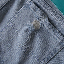 画像をギャラリービューアに読み込む, DOWBL/ ダブル/ Different Neon Color Logo Damage Skinny Denim  【全1色】