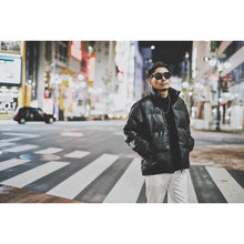 画像をギャラリービューアに読み込む, Continuous Rhombus Sleeve Leather JKT
