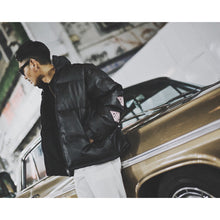 画像をギャラリービューアに読み込む, Continuous Rhombus Sleeve Leather JKT